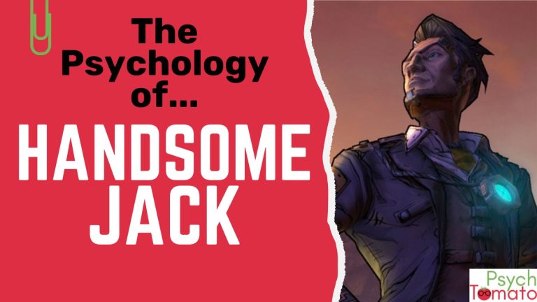 Handsome Jack from Borderlands beside the title “The Psychology of Handsome Jack.”